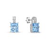 Thumbnail Image 2 of Princess and Baguette-Cut Swiss Blue Topaz with White Lab-Created Sapphire Drop Earrings in Sterling Silver