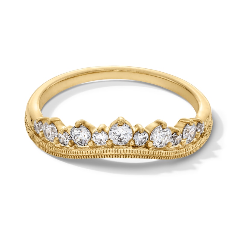 Main Image 1 of 3/8 CT. T.W. Diamond Alternating Contour Vintage-Style Anniversary Band in 14K Gold