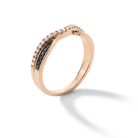 1/4 CT. T.w. Black and White Diamond Contour Anniversary Band in 14K Rose Gold