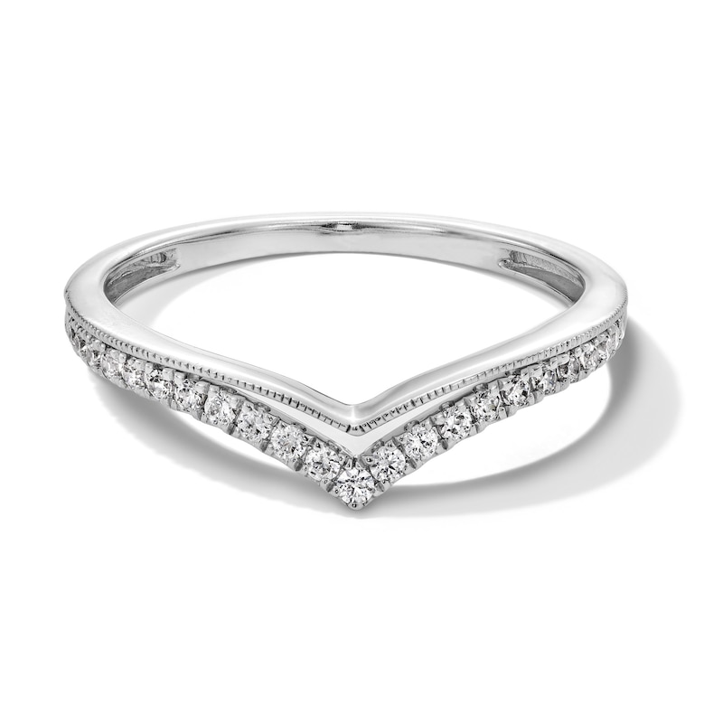 Main Image 1 of 1/5 CT. T.W. Diamond Double Row Chevron Contour Anniversary Band in 14K White Gold
