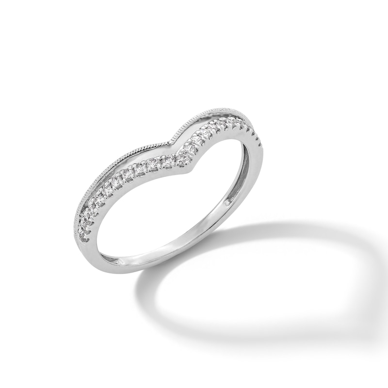 Main Image 3 of 1/5 CT. T.W. Diamond Double Row Chevron Contour Anniversary Band in 14K White Gold