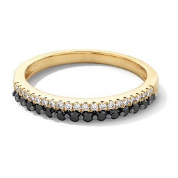 3/8 CT. T.W. Black and White Diamond Double Row Anniversary Band in 14K Gold