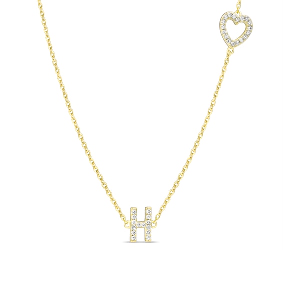 1/6 CT. T.w. Diamond Initial with Heart Necklace (1 Letter)