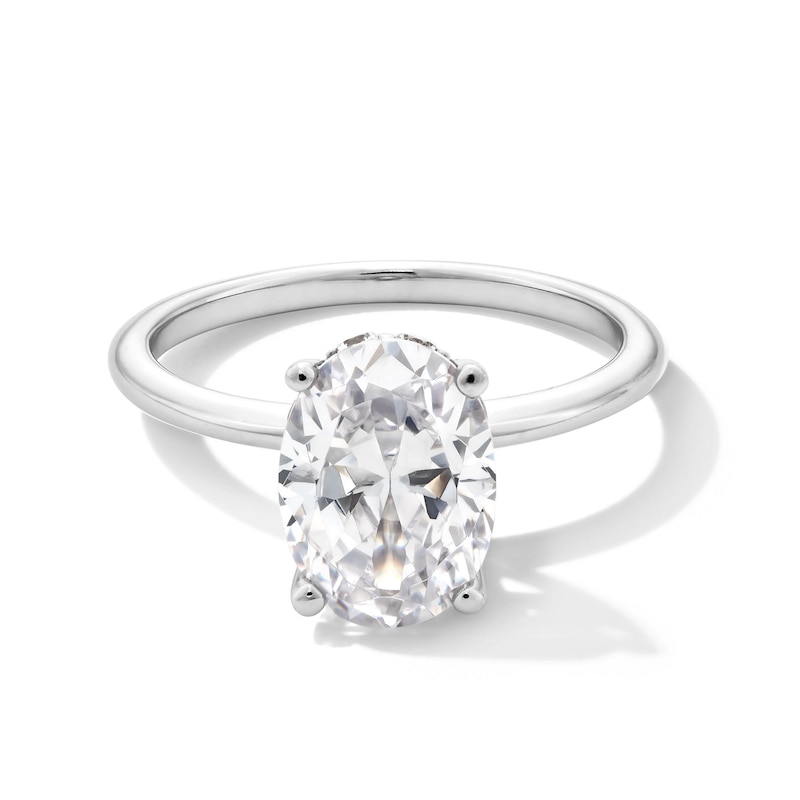 Main Image 1 of 2-3/4 CT. T.W. Oval Certified Lab-Grown Diamond Solitaire Hidden Halo Engagement Ring in 14K White Gold (F/VS2)