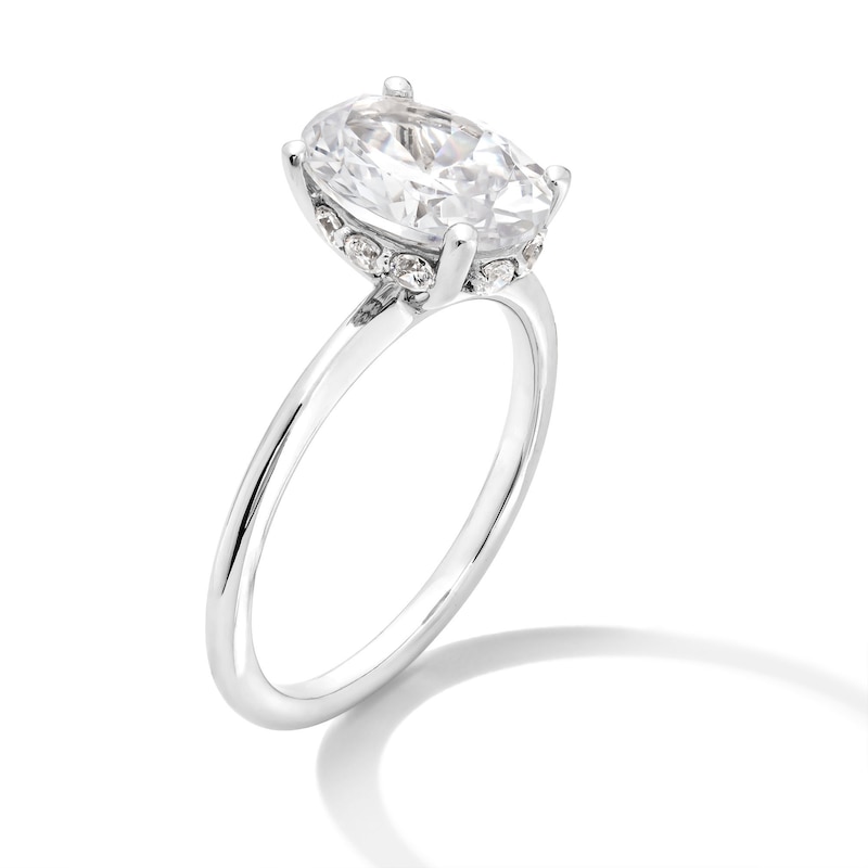 Main Image 3 of 2-3/4 CT. T.W. Oval Certified Lab-Grown Diamond Solitaire Hidden Halo Engagement Ring in 14K White Gold (F/VS2)