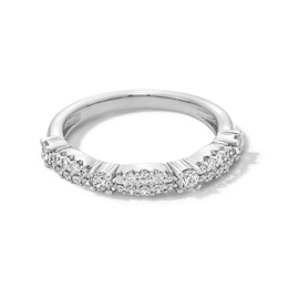 3/8 CT. T.W. Diamond Scallop Double Row Anniversary Band in 10K White Gold