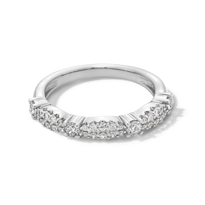 Main Image 1 of 3/8 CT. T.W. Diamond Scallop Double Row Anniversary Band in 10K White Gold