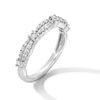 Thumbnail Image 3 of 3/8 CT. T.W. Diamond Scallop Double Row Anniversary Band in 10K White Gold