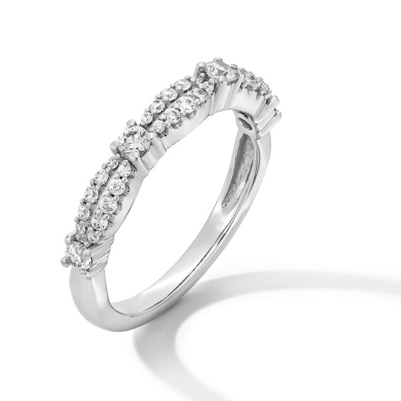 3/8 CT. T.w. Diamond Scallop Double Row Anniversary Band in 10K White Gold