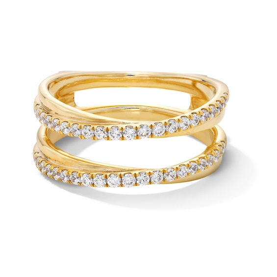 3/8 CT. T.w. Diamond Crossover Solitaire Enhancer in 14K Gold