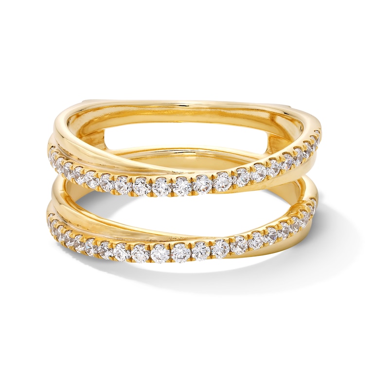 Main Image 1 of 3/8 CT. T.W. Diamond Crossover Solitaire Enhancer in 14K Gold