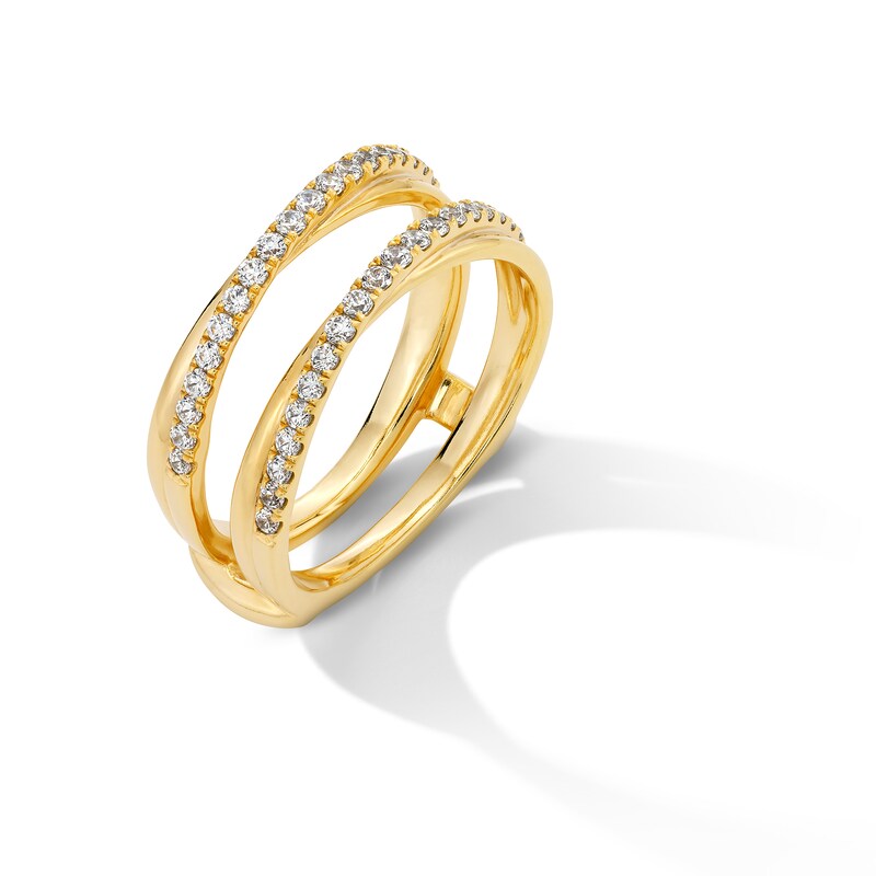 Main Image 2 of 3/8 CT. T.W. Diamond Crossover Solitaire Enhancer in 14K Gold