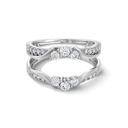 3/4 CT. T.W. Diamond Three Stone Layered Solitaire Enhancer in 14K White Gold