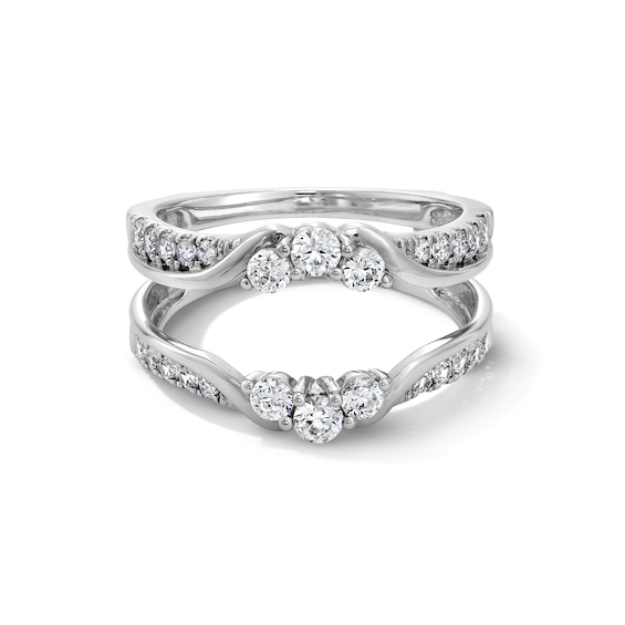 3/4 CT. T.w. Diamond Three Stone Layered Solitaire Enhancer in 14K White Gold