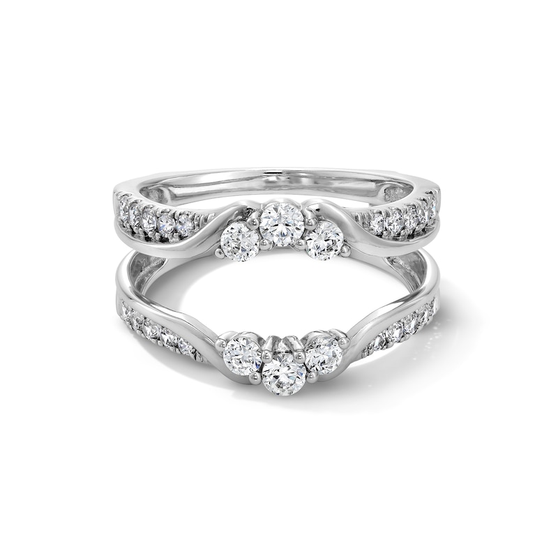 Main Image 1 of 3/4 CT. T.W. Diamond Three Stone Layered Solitaire Enhancer in 14K White Gold