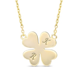 Engravable Initial Four Leaf Clover Necklace (1-2 Letters)