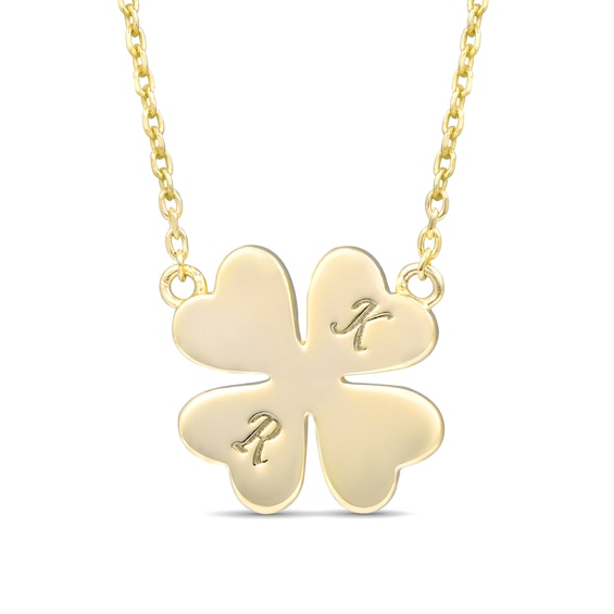 Engravable Initial Four Leaf Clover Necklace (1-2 Letters)