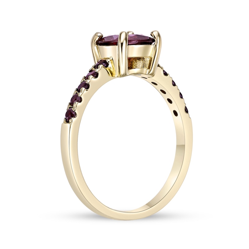 Main Image 3 of 7.0mm Cushion-Cut Malaya Garnet Ring in Sterling Silver with 18K Gold Plate