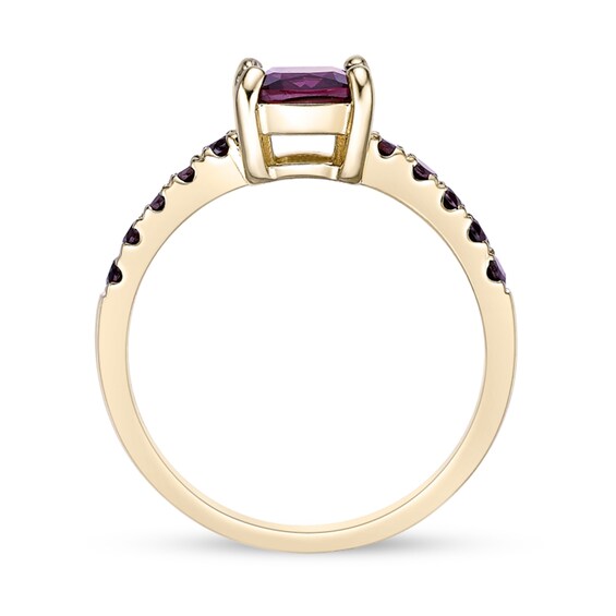 7.0mm Cushion-Cut Malaya Garnet Ring in Sterling Silver with 18K Gold Plate