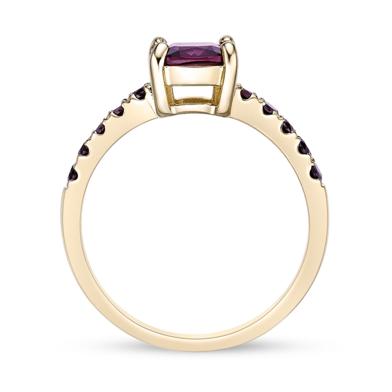 Main Image 4 of 7.0mm Cushion-Cut Malaya Garnet Ring in Sterling Silver with 18K Gold Plate
