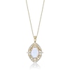 Thumbnail Image 1 of Oval Lab-Created Opal and White Lab-Created Sapphire Ornate Frame Pendant in Sterling Silver with 18K Gold Plate