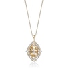 Thumbnail Image 1 of Oval Citrine and White Lab-Created Sapphire Ornate Frame Pendant in Sterling Silver with 18K Gold Plate