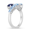Thumbnail Image 2 of Swiss Blue Topaz and White Lab-Created Sapphire Graduated Bypass Ring in Sterling Silver