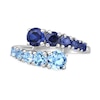 Thumbnail Image 3 of Swiss Blue Topaz and White Lab-Created Sapphire Graduated Bypass Ring in Sterling Silver