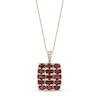 Thumbnail Image 1 of Oval Garnet and White Lab-Created Sapphire Cushion Pendant in Sterling Silver with 18K Gold Plate