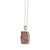 Thumbnail Image 2 of Oval Garnet and White Lab-Created Sapphire Cushion Pendant in Sterling Silver with 18K Gold Plate