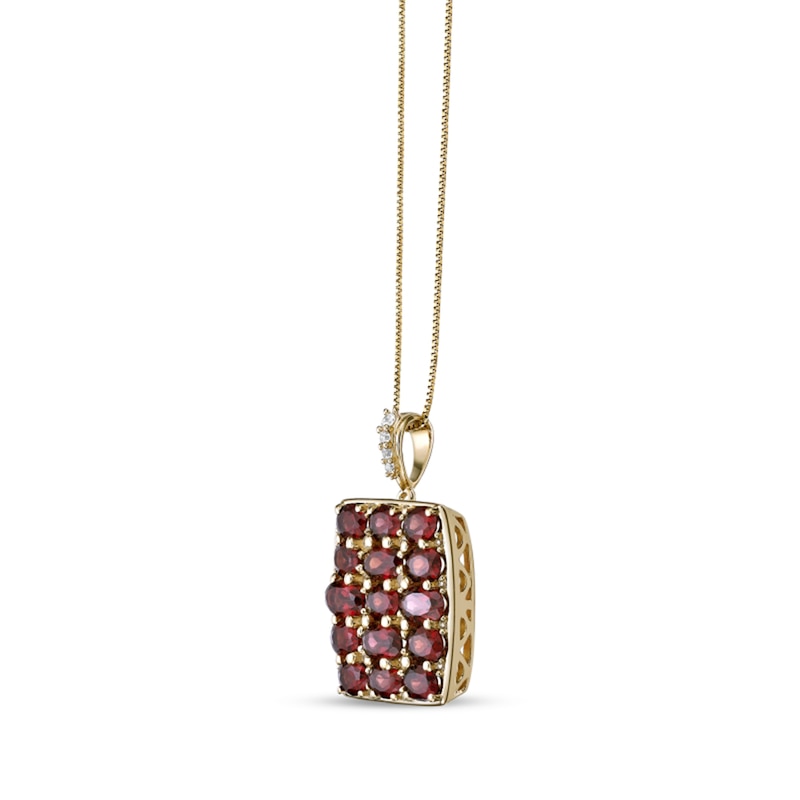 Main Image 2 of Oval Garnet and White Lab-Created Sapphire Cushion Pendant in Sterling Silver with 18K Gold Plate