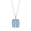 Thumbnail Image 1 of Oval Swiss Blue Topaz and White Lab-Created Sapphire Cushion Pendant in Sterling Silver