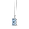 Thumbnail Image 2 of Oval Swiss Blue Topaz and White Lab-Created Sapphire Cushion Pendant in Sterling Silver