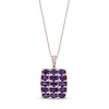 Thumbnail Image 1 of Oval Amethyst and White Lab-Created Sapphire Cushion Pendant in Sterling Silver with 18K Rose Gold Plate