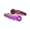 Thumbnail Image 2 of Lab-Created Ruby and Pink Lab-Created Sapphire Graduated Bypass Ring in Sterling Silver with 18K Rose Gold Plate