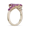 Thumbnail Image 3 of Lab-Created Ruby and Pink Lab-Created Sapphire Graduated Bypass Ring in Sterling Silver with 18K Rose Gold Plate