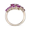 Thumbnail Image 4 of Lab-Created Ruby and Pink Lab-Created Sapphire Graduated Bypass Ring in Sterling Silver with 18K Rose Gold Plate