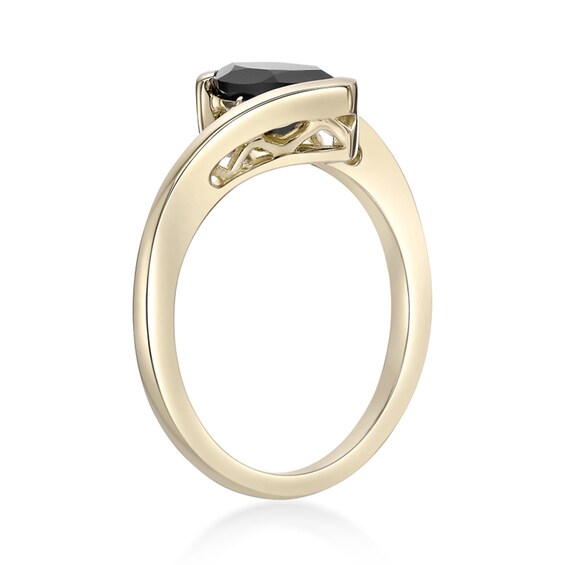 Marquise-Cut Onyx and Diamond Accent Bypass Shank Ring in 10K Gold