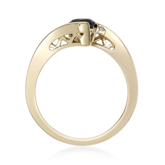 Marquise-Cut Onyx and Diamond Accent Bypass Shank Ring in 10K Gold