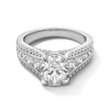 Thumbnail Image 1 of 3-1/8 CT. T.W. Oval Certified Lab-Grown Diamond Triple Row Shank Engagement Ring in 14K White Gold (F/VS2)