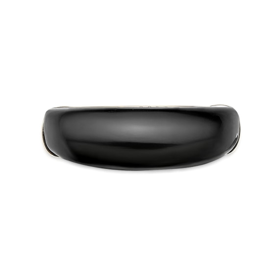 Onyx and White Lab-Created Sapphire Edge Ring in Sterling Silver with 18K Gold Plate