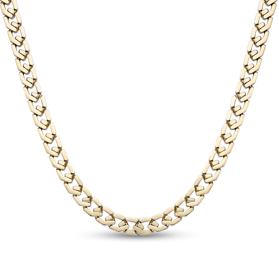 10.0mm Hexagon Link Chain Necklace in Solid Stainless Steel with Yellow Ion Plate - 24"