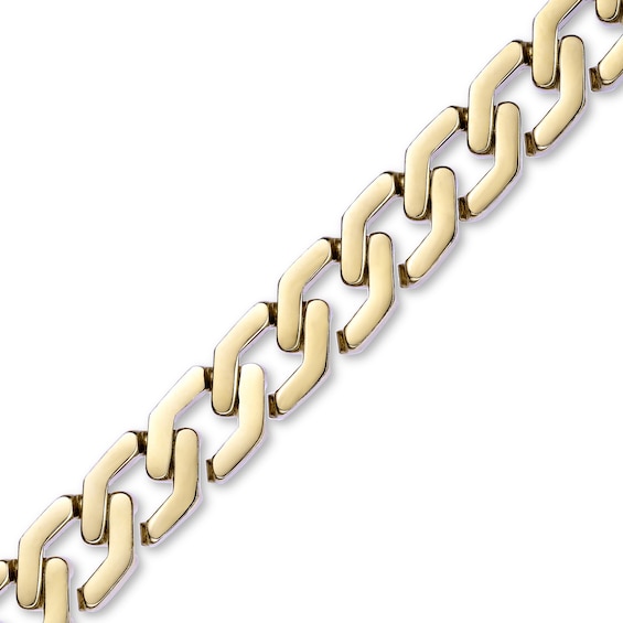 10.0mm Hexagon Link Chain Necklace in Solid Stainless Steel with Yellow Ion Plate - 24"