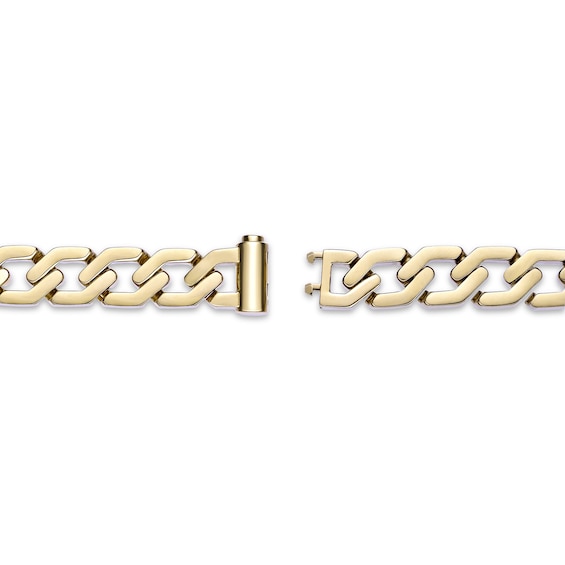 10.0mm Hexagon Link Chain Necklace in Solid Stainless Steel with Yellow Ion Plate - 24"