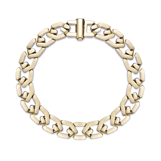 10.0mm Hexagon Link Chain Bracelet in Solid Stainless Steel with Yellow Ion Plate - 8.5"