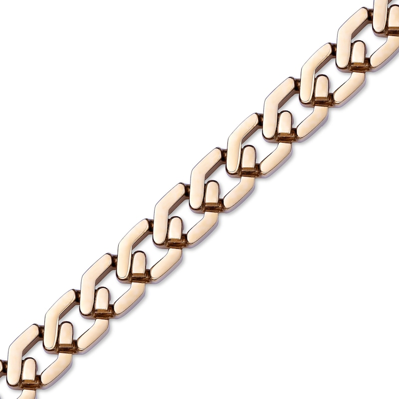 Main Image 4 of 10.0mm Hexagon Link Chain Bracelet in Solid Stainless Steel with Yellow Ion Plate - 8.5"