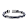 Thumbnail Image 3 of Foxtail Chain with Black Cord and Blue Leather Woven Bracelet in Solid Stainless Steel - 8.5"