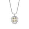 Thumbnail Image 1 of Black Spinel Octagon Pendant in Sterling Silver and 14K Gold Plate - 24"
