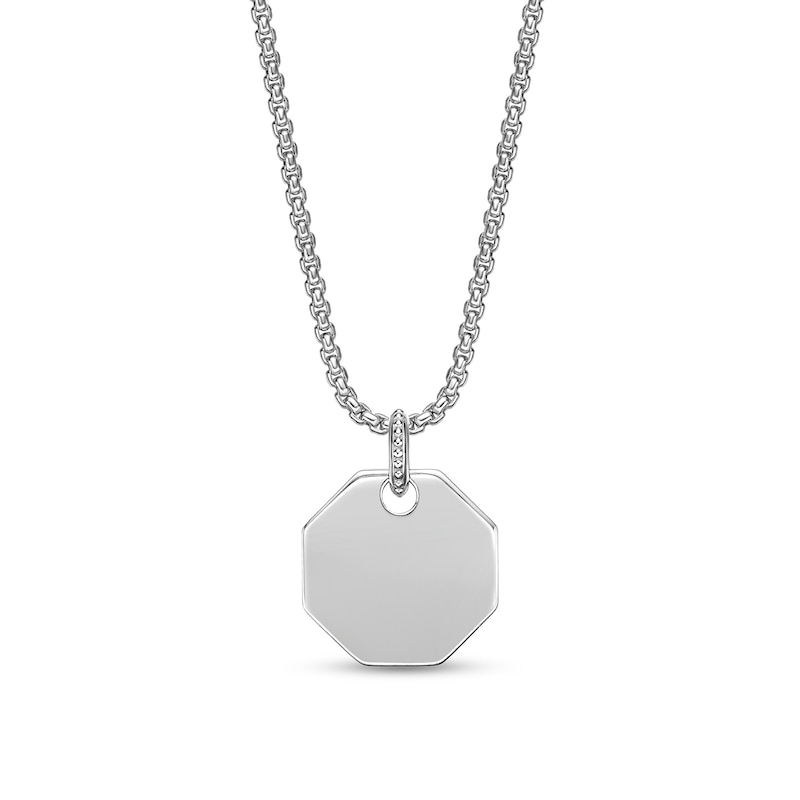 Main Image 3 of Black Spinel Octagon Pendant in Sterling Silver and 14K Gold Plate - 24"
