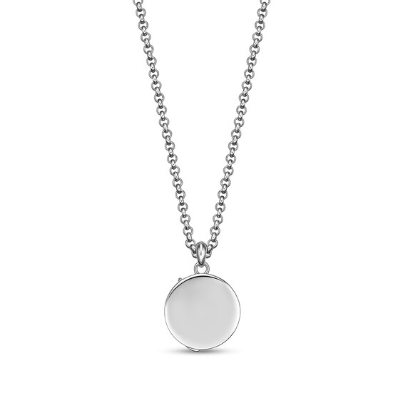 Black Spinel Textured Wolf Medallion Pendant in Sterling Silver and 14K Gold Plate - 20"